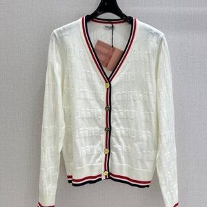 Miu Miu White Cardigan with Red and Black Trim